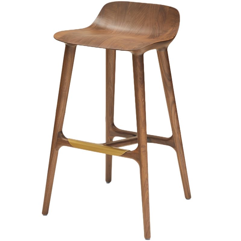 Taburete de barra de madera maciza interior taburete de sala de estar con reposapiés