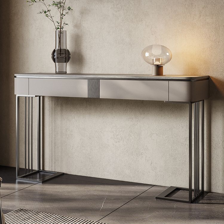 Modern Accent Table Half Moon Shape Stone Console Table for Hall , 14 inch Wide