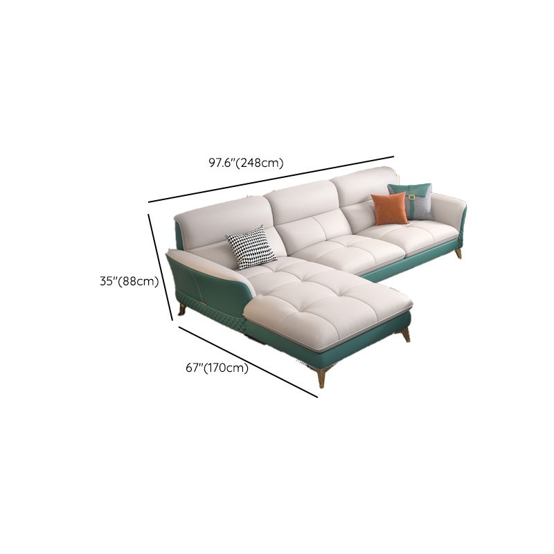 34.64 " H Genuine Leather Flared Arm Sofa & Chaise for Living Room Clearhalo 'furn' 'furn_sectionals' 'Furniture' 'Living Room Furniture' 'Sectionals' 1200x1200_382de0b4-d5ee-4cc6-a333-707f8901c9b6