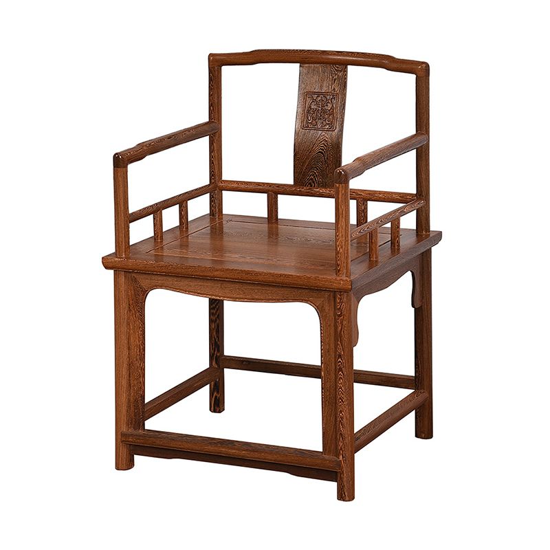 Traditional Style Dining Chair Solid Wood Slat Back Arm Chair for Home