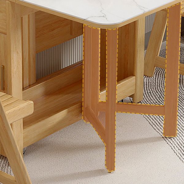 Table à manger rectangulaire en pierre, pliable, pour salle à manger