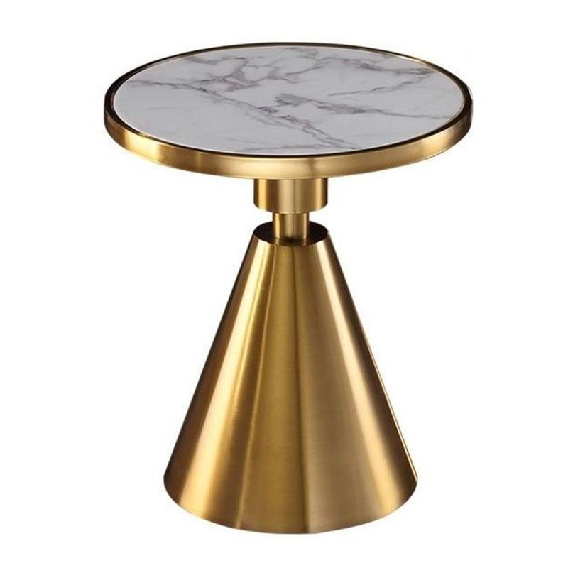 Contemporary Round Table Top End Table with Metal Pedestal Leg Clearhalo 'Coffee & Accent Tables' 'End & Side Tables' 'end_side_table' 'end_side_tables' 'furn' 'furn_end_side_tables' 'Furniture' 'furniture_end_side_table' 'Living Room Furniture' 1200x1200_38313d6b-26f7-46a7-b1ea-12c5c32ec8ff