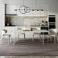 Modern White Dining Room Table Rectangle Acrylic and Stone Double Pedestal Table Clearhalo 'Dining Tables & Seating' 'Dining Tables' 'dining_table' 'furn' 'furn_dining_table' 'Furniture' 'furniture_dining_table' 'Kitchen & Dining Furniture' 'kitchen' 'kitchen_dining_table' 1200x1200_3834c496-a27b-4348-9d0c-297ea47529e1
