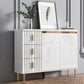Glam Style Stone Sideboard Buffet Dining Room 34"H 3-Drawers Buffet Server in White Clearhalo 'buffet_sideboard' 'Buffets & Sideboards' 'furn' 'furn_buffet_sideboard' 'Furniture' 'Kitchen & Dining Furniture' 1200x1200_3834d963-c5bc-42af-9d81-ddc3e18ad473