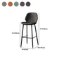 Contemporary Milk Tea Shop Low Back Stool Matte Finish Leather Barstool