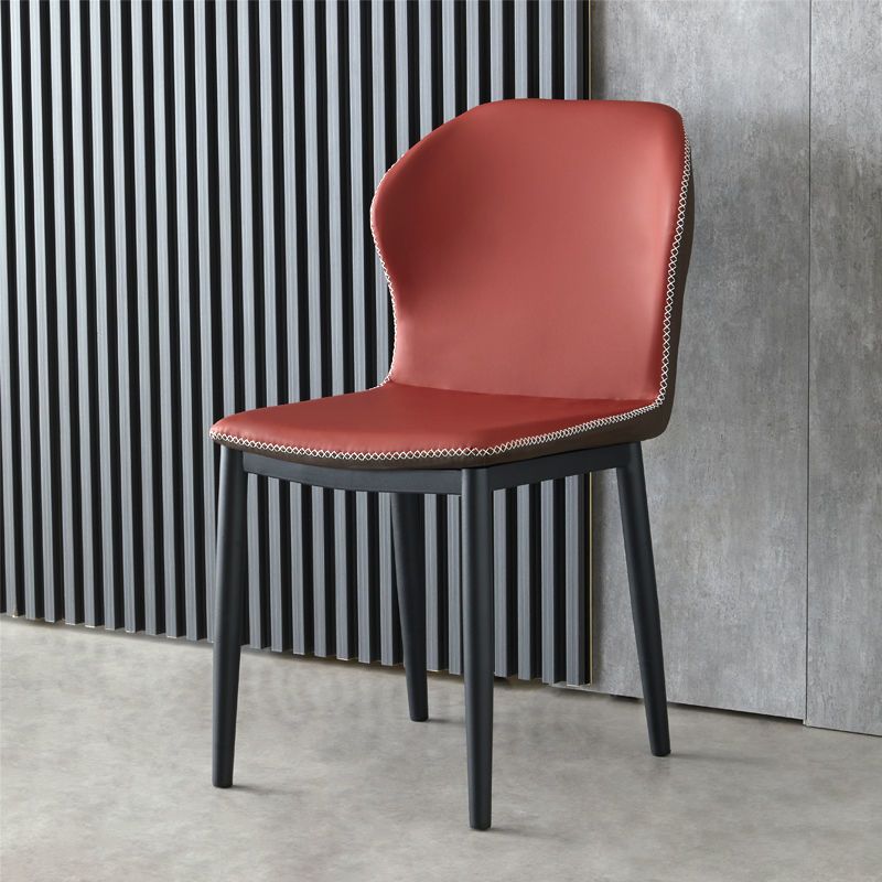Moderne stijl Wingback Side stoel stoel ARMLess faux lederen eetkamerstoel voor thuisgebruik