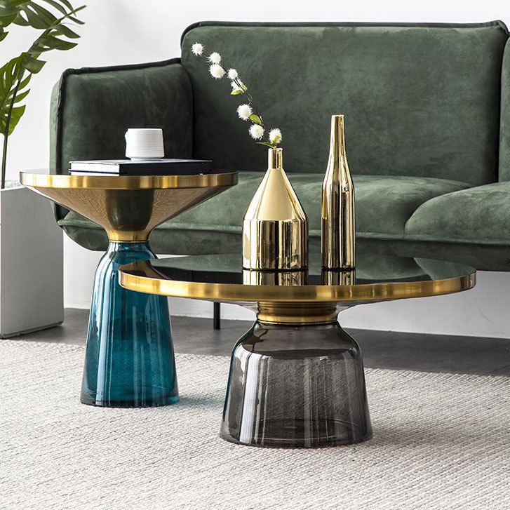 Modernism Pedestal 1 Single Coffee Table Round Glass Cocktail Table Clearhalo 'Coffee & Accent Tables' 'Coffee Tables' 'coffee_tables' 'furn' 'furn_coffee_tables' 'Furniture' 'Living Room Furniture' 1200x1200_3838dbd3-cda9-4b6f-a6a2-47cf4c2ba586