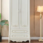 French Country Wardrobe White Colour Solid Wood Wardrobe Closet with Drawers