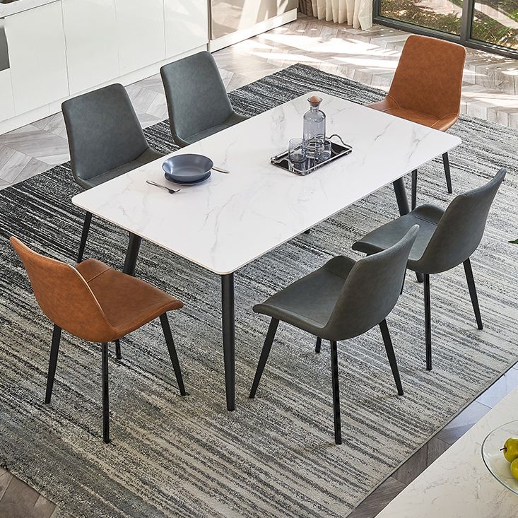 Tavolo da pranzo in pietra rettangolo bianco tavolo in acciaio industriale 4 piedi