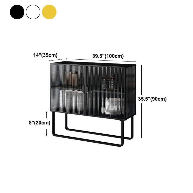 Glam Iron Credenza Striped Glass Doors 39.5"L Cabinets Dining Server for Living Room Clearhalo 'buffet_sideboard' 'Buffets & Sideboards' 'furn' 'furn_buffet_sideboard' 'Furniture' 'Kitchen & Dining Furniture' 1200x1200_383b8ca8-2fac-4840-8043-9efa9276ce0d