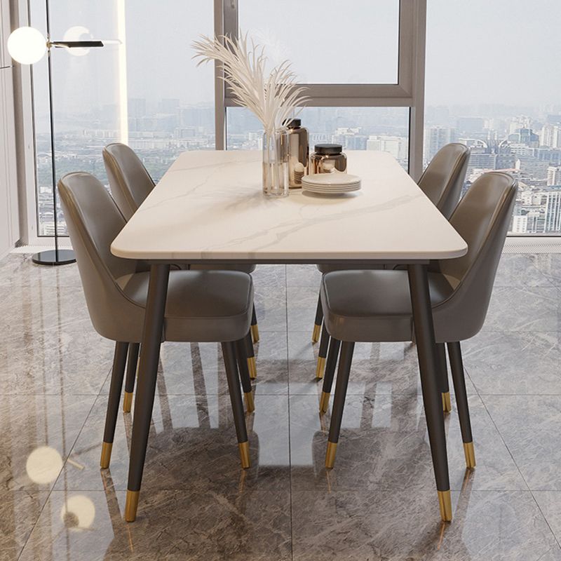Rectangle Black Base Dining Table Modern Stone Table for Living Room Clearhalo 'Dining Tables & Seating' 'Dining Tables' 'dining_table' 'furn' 'furn_dining_table' 'Furniture' 'Kitchen & Dining Furniture' 1200x1200_383ba33d-e114-4590-8186-7fd079635adf