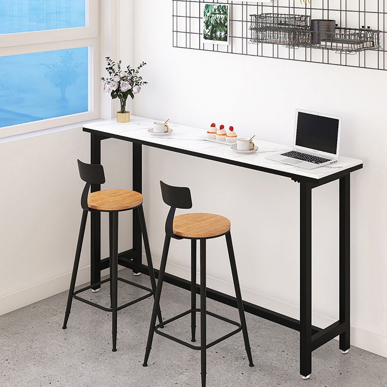Modern White and Black Bistro Table Rectangle Footrest Cocktail Bar Table Clearhalo 'Bar Furniture' 'Bar Tables' 'bar_tables' 'furn' 'furn_bar_tables' 'Furniture' 'furniture_bar_tables' 'Kitchen & Dining Furniture' 1200x1200_38400ec0-77c5-4294-9eb4-55bfdd9d25b8