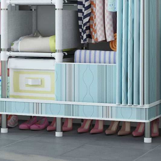 Contemporary Wardrobe Closet with Shelves Metal Wardrobe Armoire