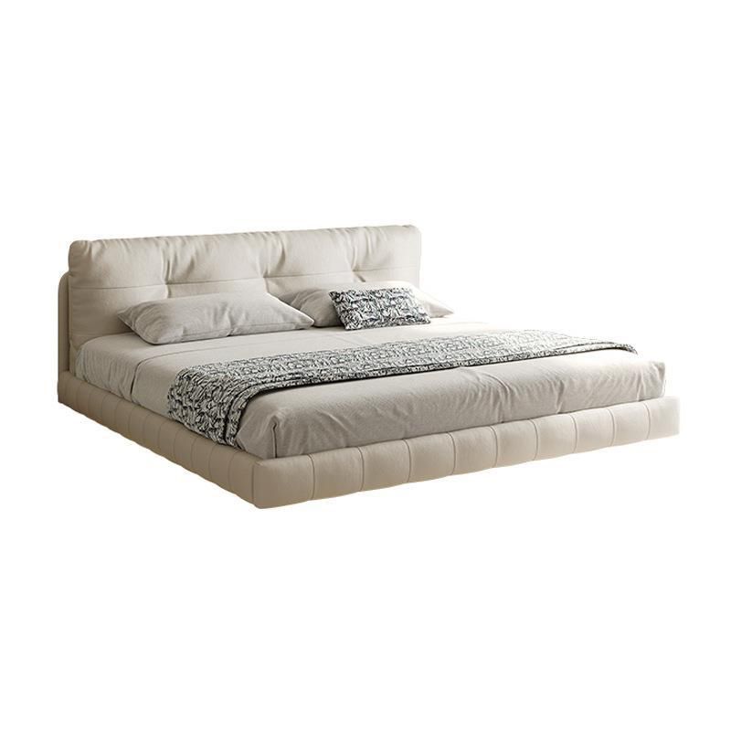 Genuine Leather Upholstered Platform Bed Light Beige Bed Frame Clearhalo 'Bedroom Furniture' 'Beds' 'furn' 'furn_beds' 'Furniture' 1200x1200_3843a727-0e73-48cc-aa85-21bbd2d40f5f