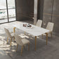 Glam Dining Table Set 1/5/7 Pcs Sintered Stone and Metal Dining Table with Armless Chairs Clearhalo 'Dining Room Sets' 'Dining Tables & Seating' 'dining_room_set' 'furn' 'furn_dining_room_set' 'Furniture' 'Kitchen & Dining Furniture' 1200x1200_38472b3b-1538-4177-b08c-42f9dfa0b0b1