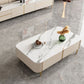 2 Drawers Rectangular Slate Top Coffee Table 4 Legs Cocktail Table