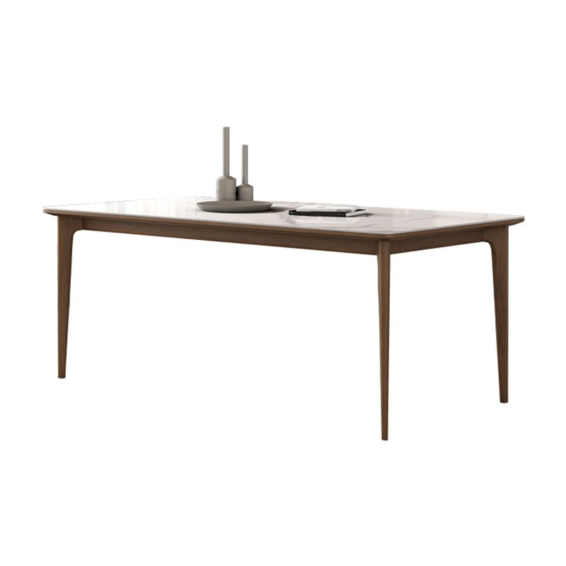 Tavolo da pranzo vintage rettangolare tavolo fisso tono bianco con top in pietra sinterita