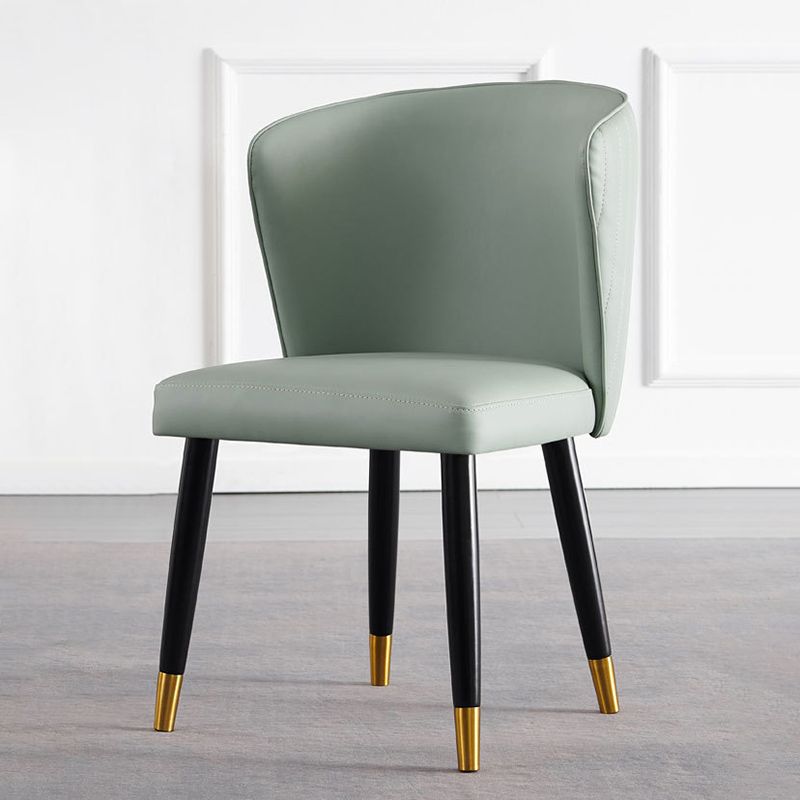 Glam -stijl armloze zijstoelen houten stoel met houten benen voor keuken