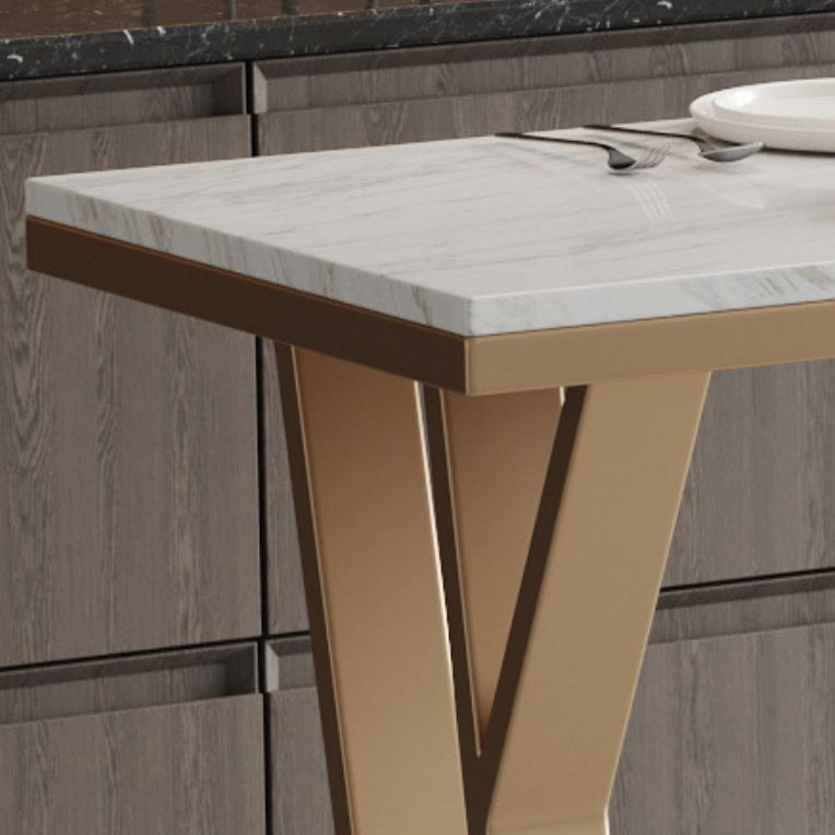 1/5 pièces Glam Glam Bar Table Set Rectangle Bistro Set avec un faux marbre blanc