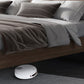 Mid-Century Modern Standard Bed Ash Solid Color Panel Bed with Headboard