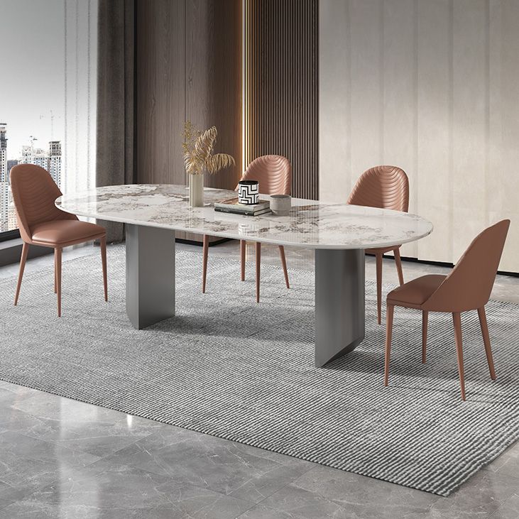 Metal Traditional Luxury Oval Table Sintered Stone Table for Dining Room and Kitchen Clearhalo ' dining_table' 'Dining Tables & Seating' 'Dining Tables' 'furn' 'furn_dining_table' 'Furniture' 'furniture_dining_table' 'Kitchen & Dining Furniture' 'kitchen&dining_furn' 'kitchen' 'kitchen_dining_table' 1200x1200_384ba99d-1a52-4579-b048-225c06b281ad