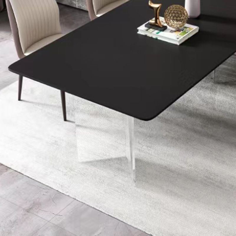 Rectangle Stone Top Dining Table Acrylic Base Modern Dining Table for Living Room Clearhalo 'Dining Tables & Seating' 'Dining Tables' 'dining_table' 'furn' 'furn_dining_table' 'Furniture' 'furniture_dining_table' 'Kitchen & Dining Furniture' 'kitchen' 'kitchen_dining_table' 1200x1200_384d4362-6e3c-431b-b2d6-c353cae33a28