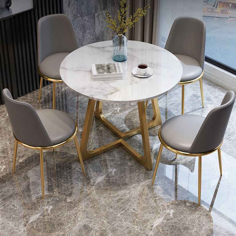 Tavolo da pranzo in acciaio contemporaneo in stile top in pietra rotondo tavolo da pranzo in acciaio