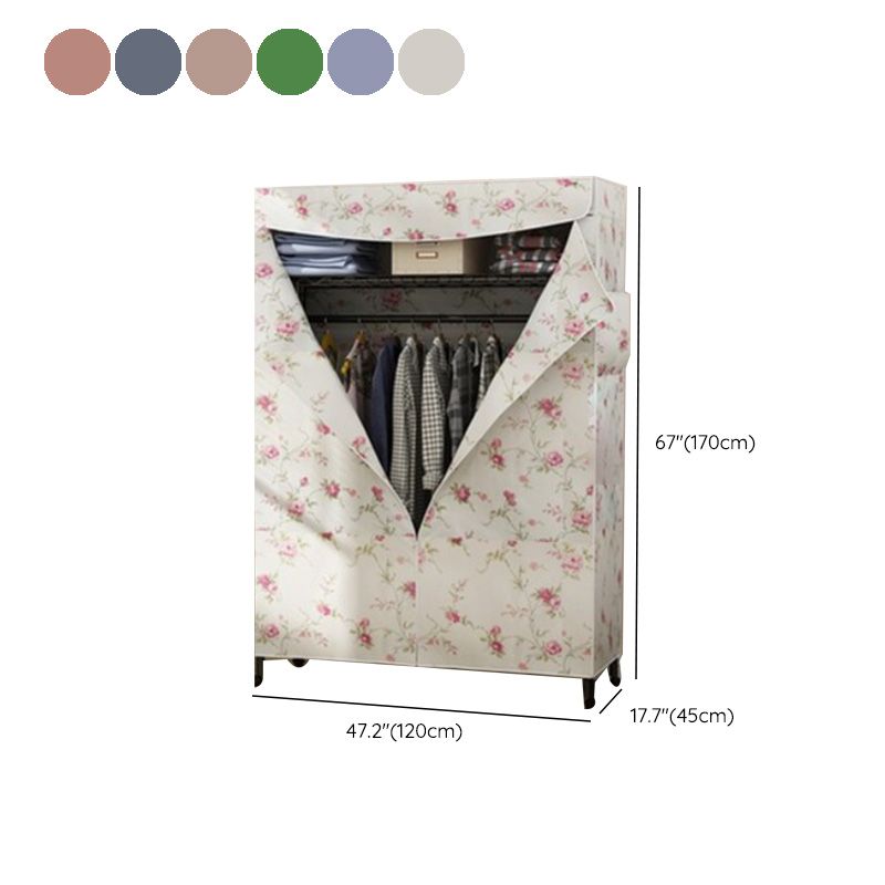 Tie en tissu en acier de garde-robe de style contemporain à 2 étagères comprenant un placard de garde-robe