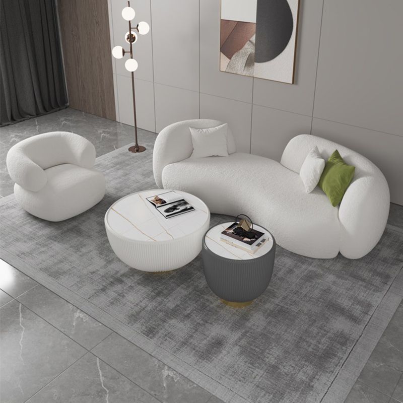 Contemporary Tuxedo Arm Curved Sofa Tight Back in Grey/White