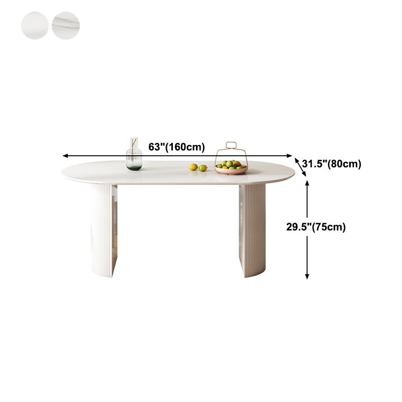 White Tone Dining Table Simplicity Double Pedestal Table for Dining Room Clearhalo ' dining_table' 'Dining Tables & Seating' 'Dining Tables' 'furn' 'furn_dining_table' 'Furniture' 'furniture_dining_table' 'Kitchen & Dining Furniture' 'kitchen&dining_furn' 'kitchen' 'kitchen_dining_table' 1200x1200_3850065e-f3f3-4f3e-9214-414bd1ba5eaf