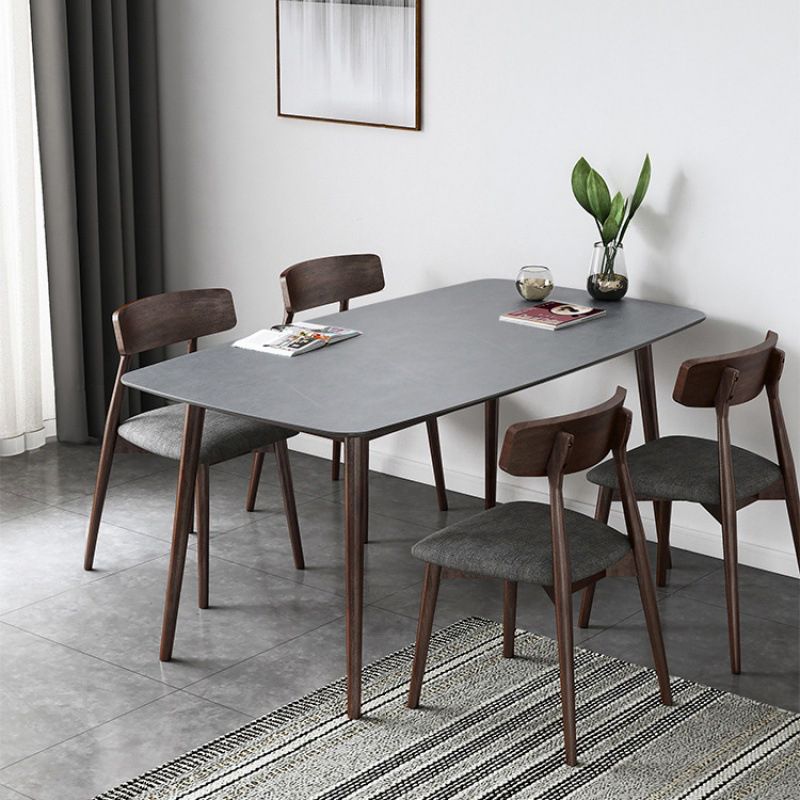 Rectangle Stone Top Dining Table Mid-Century Modern Dining Table with 4 Legs Clearhalo 'Dining Tables & Seating' 'Dining Tables' 'dining_table' 'furn' 'furn_dining_table' 'Furniture' 'furniture_dining_table' 'Kitchen & Dining Furniture' 'kitchen' 'kitchen_dining_table' 1200x1200_38501d8c-1468-46cc-b927-c1d9c7063849