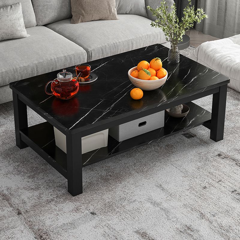 Modern Rectangular Coffee Table 4 Legs Cocktail Table with Shelf Clearhalo 'Coffee & Accent Tables' 'Coffee Tables' 'coffee_tables' 'furn' 'furn_coffee_tables' 'Furniture' 'Living Room Furniture' 1200x1200_3851e710-4f44-414c-85ee-b673d857db79