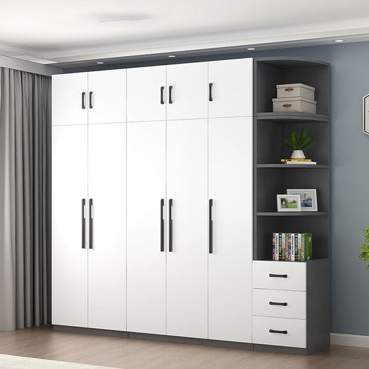 Modern Wood Frame Wardrobe Armoire Freestanding Wardrobe with Shelves