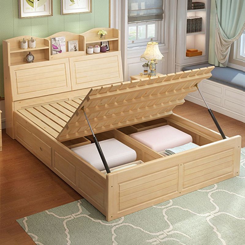 Modern Solid Wood Bed Frame Headboard Standard Bed with Storage Clearhalo 'Bedroom Furniture' 'Beds' 'furn' 'furn_beds' 'Furniture' 1200x1200_38547a85-1ee3-426e-9d31-d4f084ffa42d