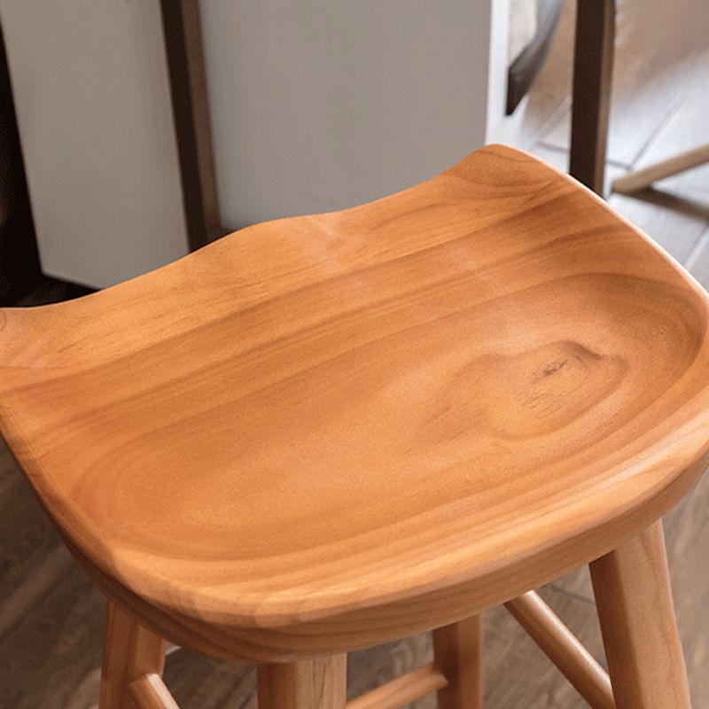Modern Backless Armless Counter Stool Pine Wood Cafe Bar Stool with Pedal