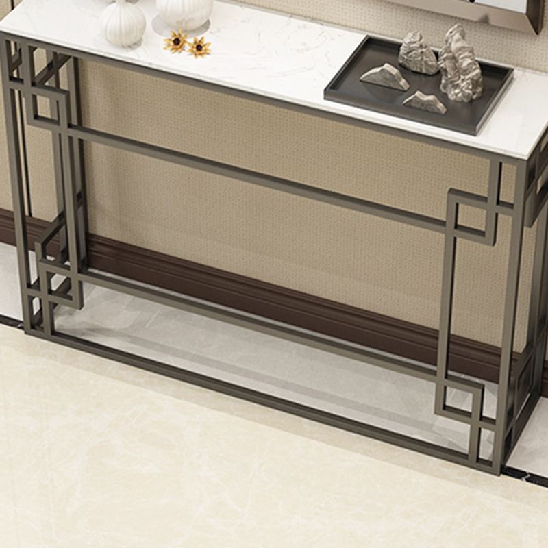 Modern Sofa Console Table Antique Finish Console Accent Table in Marble Clearhalo 'Console Tables' 'console_tables' 'Entry & Mudroom Furniture' 'furn' 'furn_console_tables' 'Furniture' 1200x1200_38565b75-7397-4de6-8ada-82f26d58c32c