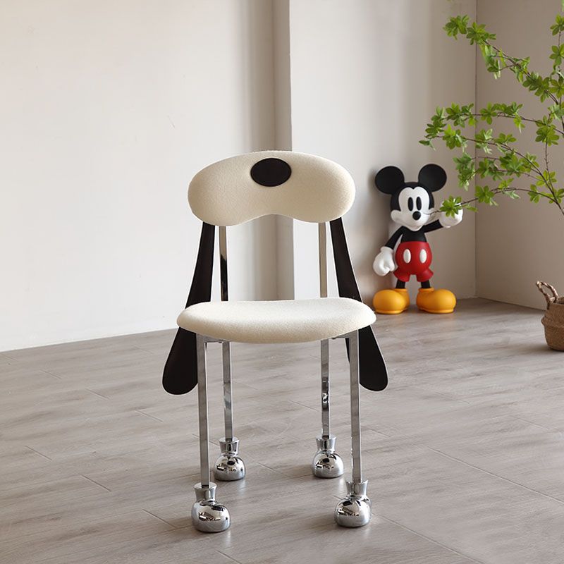 Contemporary Upholstered Armless Chair Home Silver Legs Dining Chair