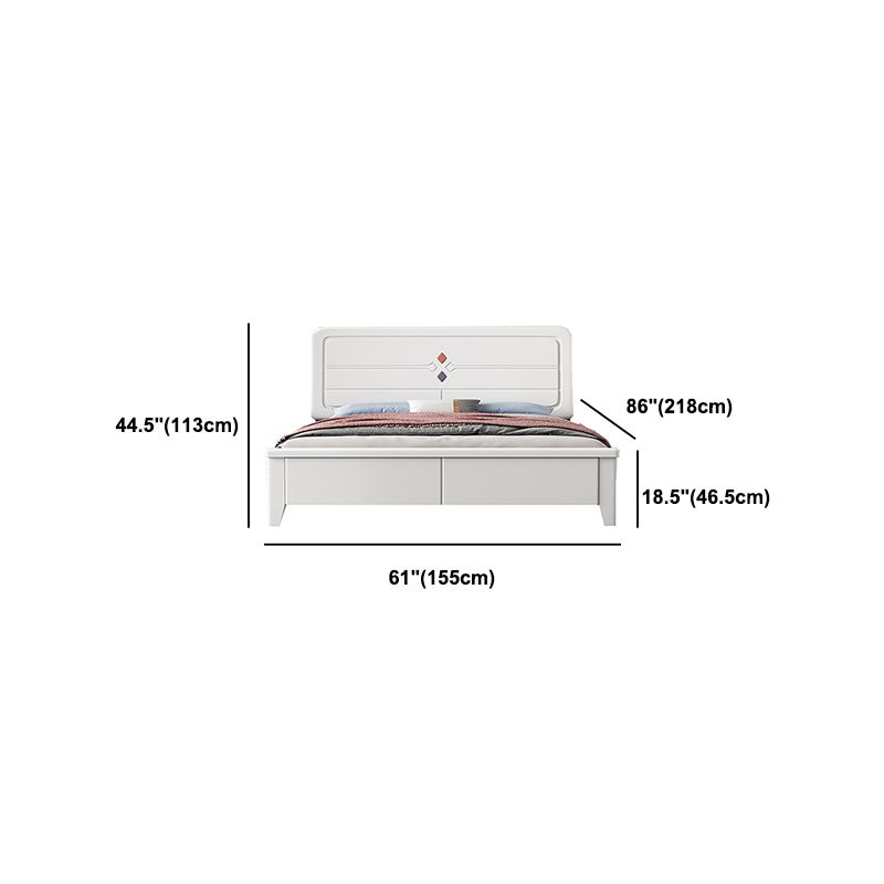 White Contemporary Panel Bed Solid Wood Bed Frame, 44.5" Tall Clearhalo 'Bedroom Furniture' 'Beds' 'furn' 'furn_beds' 'Furniture' 1200x1200_3857f15a-4bf7-49ec-8fa7-192a8cf6b907