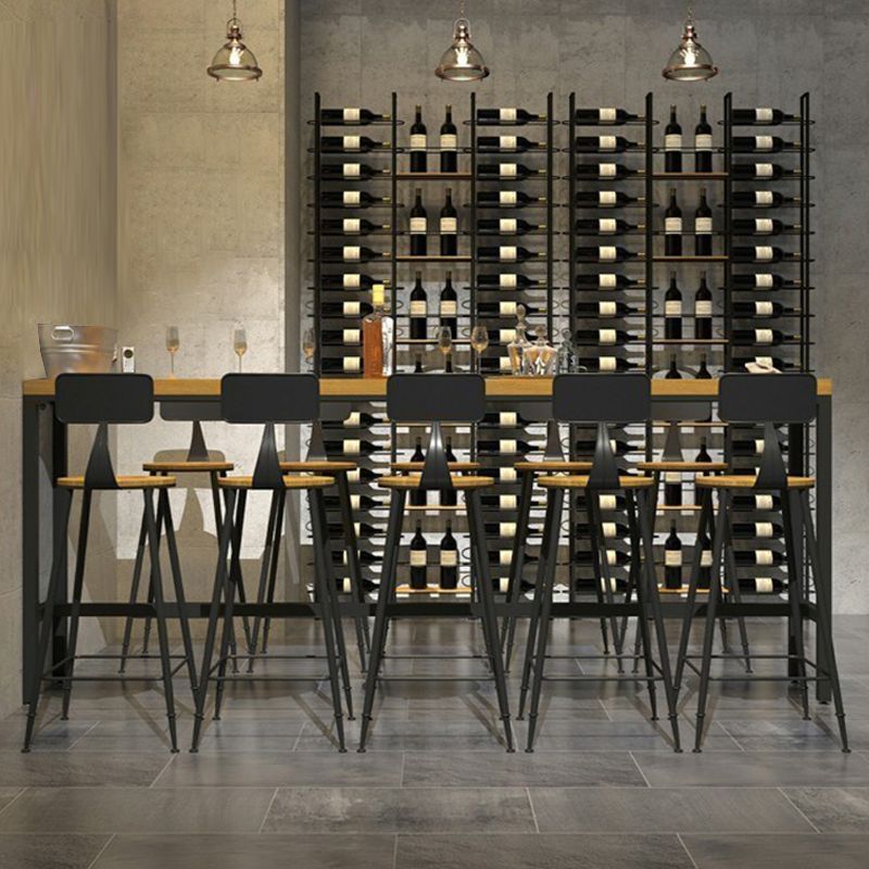 Rectangular Pine Wood Top Bistro Table Industrial Bar Table with Metal Trestle Base Clearhalo 'Bar Furniture' 'Bar Tables' 'bar_tables' 'furn' 'furn_bar_tables' 'Furniture' 'Kitchen & Dining Furniture' 1200x1200_385ab3ef-b9f2-425e-a029-21e03af9c99d