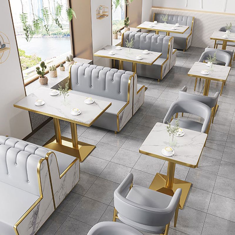 Glam Upholstered Dining Chair Open Back Dining Chair in Grey