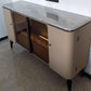 Sideboard a buffet in pietra e legno con supporto a buffet glam del cassetto