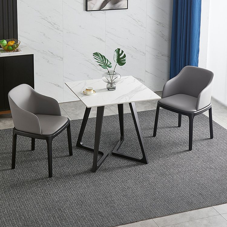 Mesa de comedor de piedra sinterizada Mesa de comedor de base de madera industrial en blanco