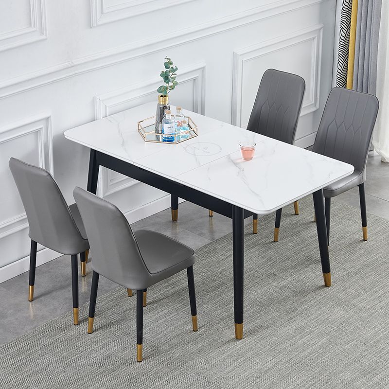 Contemporary Rectangle Dining Room Table White Sintered Stone Table with 4 Legs Clearhalo ' dining_table' 'Dining Tables & Seating' 'Dining Tables' 'furn' 'furn_dining_table' 'Furniture' 'furniture_dining_table' 'Kitchen & Dining Furniture' 'kitchen&dining_furn' 'kitchen' 'kitchen_dining_table' 1200x1200_3862b48e-c39f-4566-80c6-ce24a7f6e4bc