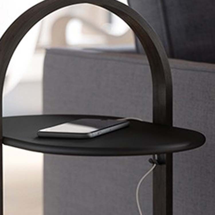 Contemporary Drum End Table with Storage, Metal Oval End Table