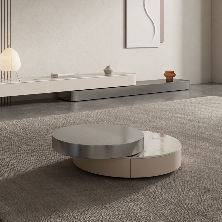 Block and Drum Contemporary Slate BlockHome Coffee Or End Table with Drawers