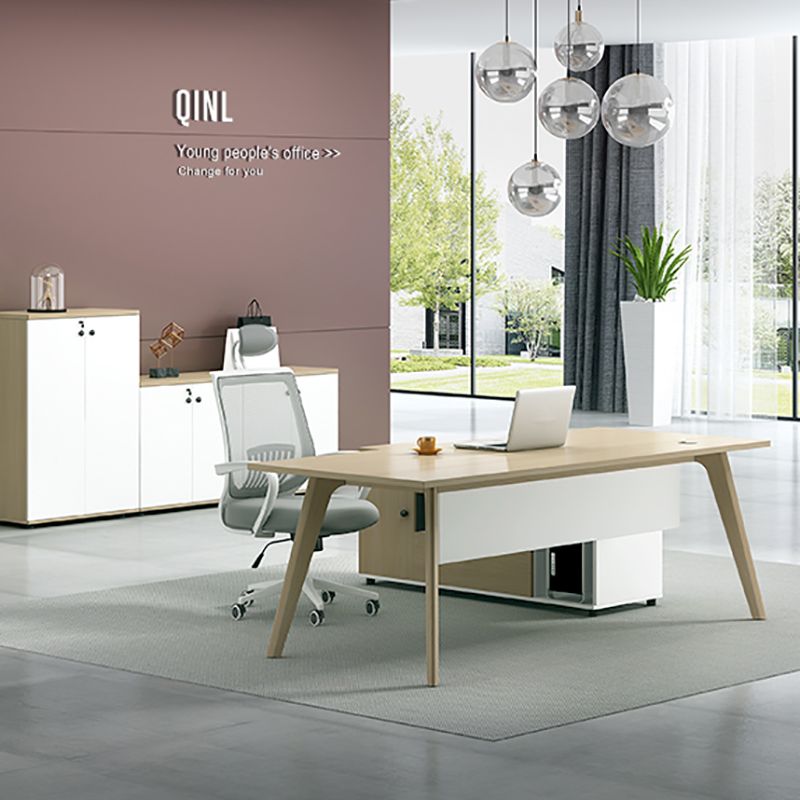 Contemporary Wooden Drawer Office Desk Natural Rectangular Office Desk Clearhalo 'furn' 'furn_office_desk' 'Furniture' 'Office Desks' 'Office Furniture' 'office_desk' 1200x1200_386b3e60-4ddb-4214-a45f-6218a5e7bea9