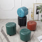 Modern Stain Resistant Ottoman Circle Shape Yellow Leather Cube