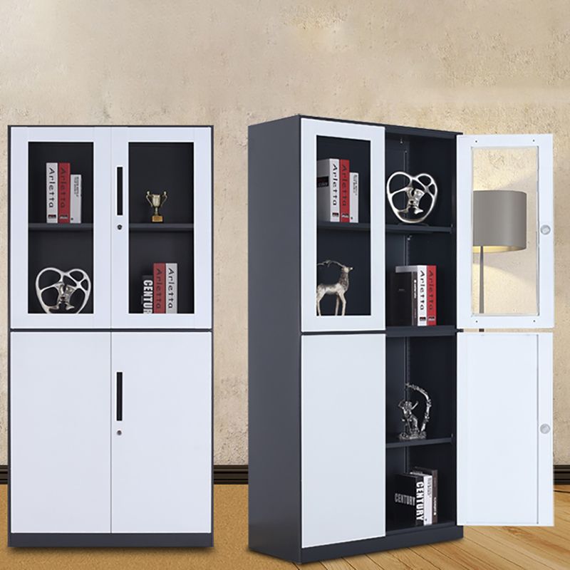 Modern Stainless Steel Bookcase Standard With Doors Shelf for Home Office Clearhalo 'Bookcases' 'furn' 'furn_bookcases' 'Furniture' 'Office Furniture' 1200x1200_386fec8d-8cd3-41fb-893e-119ce656a0a1