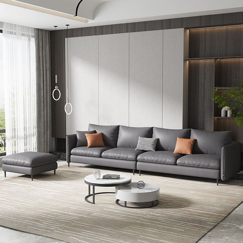 Banco contemporáneo de asentamiento de brazo cuadrado estándar con almohadas en gris