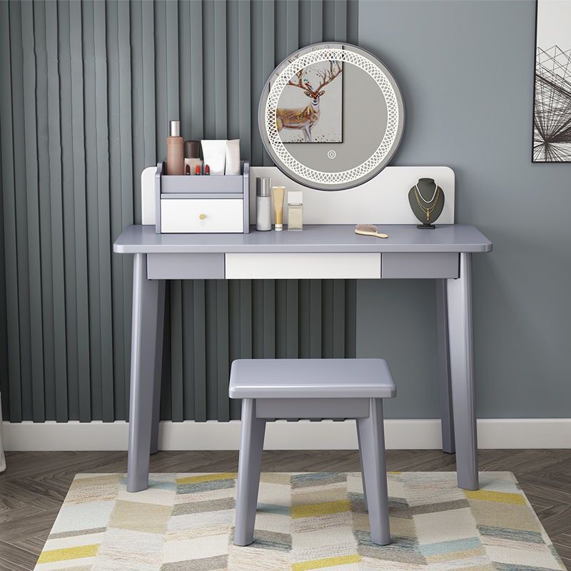 51.1" Height Wood Makeup Vanity Set with Drawers and Mirror for Bedroom